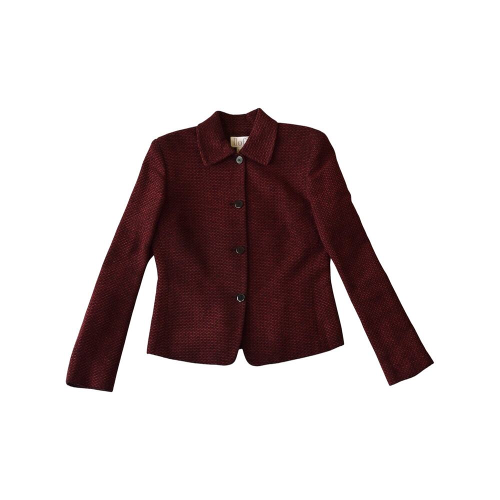 Y2K Ann Taylor LOFT Burgundy Tweed Jacket Size 4